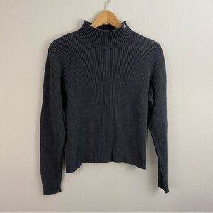 Polo by Ralph Lauren Women's Ribbed Mock Neck Sweater in Charcoal